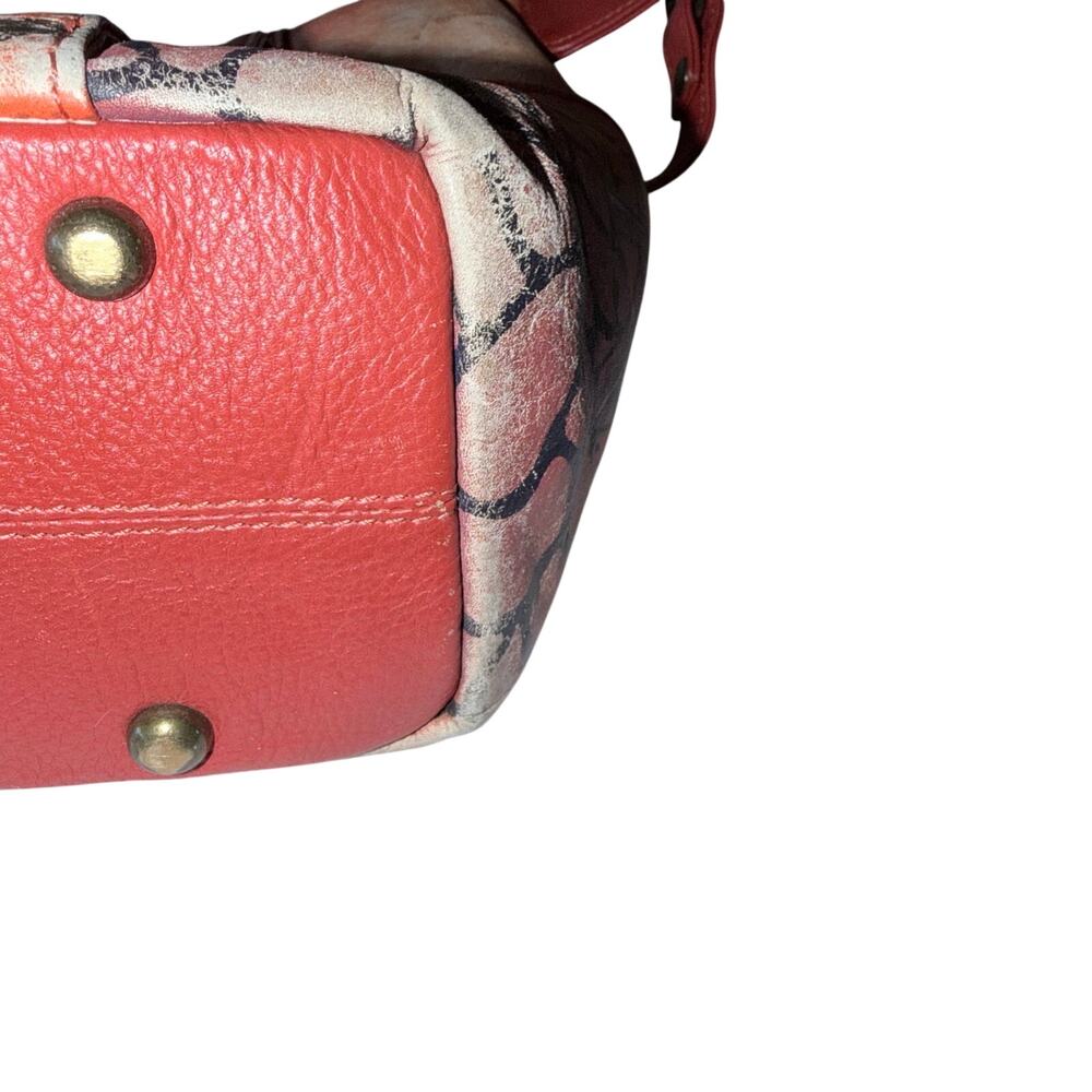 Anusckha leather orange hand painted hobo shoulder bag butterflies whimsical - Picture 12 of 13